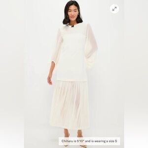 Tuckernuck Ivory Chiffon Pleated Lorraine Dress